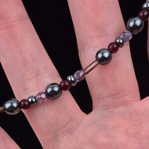 Joan Rivers NWOT 18" Purple Red‎ Black Beaded Necklace Y2K Dainty Layering